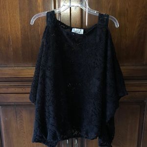 S Black Vava by Joy Han lace open shoulder top
